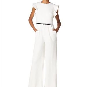 Calvin Klein white flutter-sleeve jumpsuit, size 10